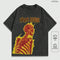 ROMWE Street Life Men'S Vintage Distressed Fire Skull Graphic Print T-Shirt, Summer